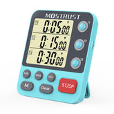 Mostrust Digital Dual Kitchen Timer on the clear main display for three simultaneous countdowns.