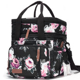 MOV COMPRA Flower lunch bag open view showing spacious main compartment for meals.
