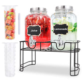 MR.KIANGCI 1-gallon glass dispenser with fruit infuser for fresh, flavorful drinks.
