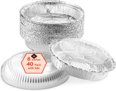 Mr Miracle 8-inch round aluminum pans with lids for baking and easy transport.