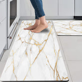 Mrcrypos gold white marble kitchen mat with cushioned support for comfortable standing
