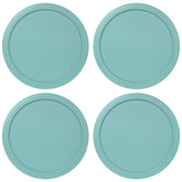 MRX Solutions Pyrex 6in turquoise lid for 4-cup bowls with a tight seal.