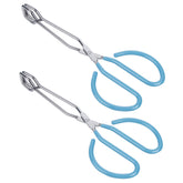 MSY BIGSUNNY 10-inch stainless steel scissor tongs in blue for precise flipping