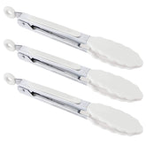 MSY BIGSUNNY 7-inch tongs with non-stick silicone tips for easy serving
