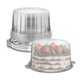 MT Products round PET cake container with 8-inch size and clear lid for display
