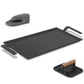 MTAEI carbon steel griddle with grill press on stove for even searing