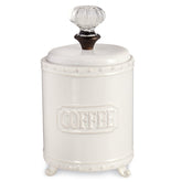 Mud Pie coffee canister with door-knob lid showcases vintage charm for kitchen storage