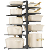 MUDEELA 10-tier organizer under cabinet, front view, keeps pots accessible and kitchen tidy.