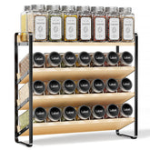 MUDEELA 4-tier spice rack with tilted shelves displays jar labels clearly.