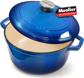 MUELLER HOME 6qt dutch oven aqua blue for versatile cooking
