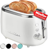 MUELLER HOME Retro Toaster front view with 7 browning levels for precise toast.