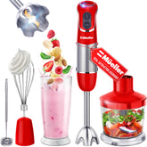 Mueller Multistick 800W immersion blender in action blending smoothies with ease