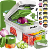 Mueller Pro-Series 12-blade mandoline set ready for slicing and dicing tasks