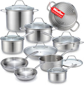 Mueller Ultra-Clad Pro 17-piece set assembly for versatile home cooking.