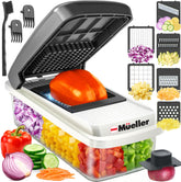 Mueller Vegetable Chopper with container demonstrates mess-free prep.