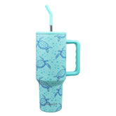 MugFresh Sea Turtle Tumbler with handle, ideal for on-the-go hydration.