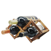 MUGLIO foldable wooden wine bottle holder, front view, compact three-bottle storage.