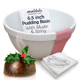 Muldale ceramic 1-liter pudding mold in white porcelain, ideal for steaming desserts.