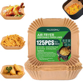 MUOOMU air fryer liner square packaging shown for easy access and organization.