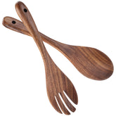 Muso Wood Acacia salad servers set of two with a smooth hand-polished finish for easy mixing.