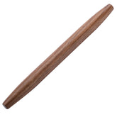 Muso Wood French rolling pin in walnut with 15-3/4 inch length for even dough rolling.