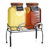 Mustry glass beverage dispenser with stand and spigot for easy party serving