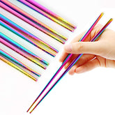 MUYOS rainbow stainless steel chopsticks in a colorful finish for everyday dining