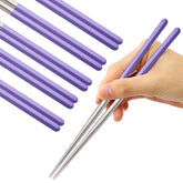 MUYOS stainless steel chopsticks in purple, lightweight and durable for daily meals.