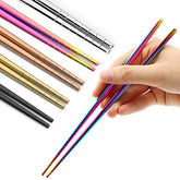 MUYOS stainless steel chopsticks in multicolor, 5 pairs, 23 cm, ideal for versatile Asian meals.