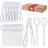 MWELLEWM 18Pcs serving utensils set in clear box for convenient party prep