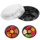 mwellewm round appetizer tray with lid, stackable for easy organization