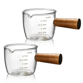mwellewm single-spout espresso shotcup with wood handle for precise pours