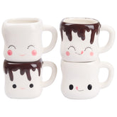 Mycts marshmallow mugs with handles, four-pack, cheerful faces enhance cozy drink moments.