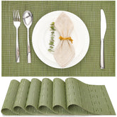 Myir JUN placemats in green weave texture protect tabletops