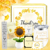 MYKILOS crochet sunflower and tumbler gift basket for workplace appreciation