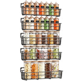 Mystozer five-tier wall-mount spice rack displaying neatly arranged jars