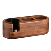 N MOJAE tamping station adapts to 51/54/58 mm portafilters for flexible use.