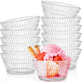 Nagpew 12-pack glass bowls with fluted pattern for stylish desserts and snacks