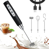 Nahida black milk frother wand assembled for silky latte foam
