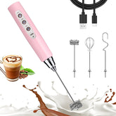Nahida pink milk frother wand side view with ergonomic grip for quick frothing
