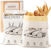 NANYI beeswax bread bag on the counter preserves sourdough freshness.