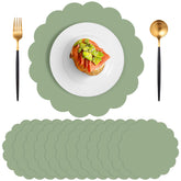 NatNarr sage green placemats for 13.5-inch tables add subtle elegance to gatherings.