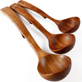 NAYAHOSE wooden ladle large spoon in teak for easy soup stirring