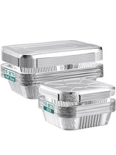 NEEBAKE 20-set disposable pans with lids shown for meal prep and serving.