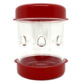 NEGG boiled egg peeler red front view shows water cap setup for quick peeling.