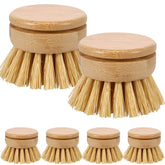 NEMTMCUA bamboo dish brush head close-up with sisal fibers for gentle cleaning