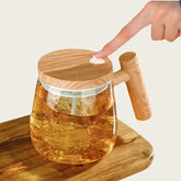 NeovaHome self-stirring mug glass body with champagne gold finish for fast, even mixing.