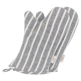 NEOVIVA denim quilted oven mitts for children, chalk striped wild dove design, durable protection