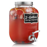 NETANY 2-gallon glass dispenser with clear spout keeps beverages cold