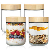 NETANY 4-pack 16oz glass jars with wide mouths for easy filling and quick content view.